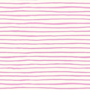 Large Handpainted watercolor wonky uneven stripes - Lavender Pink on cream - pink stripe - pink stripes - small pink stripe - pink nursery