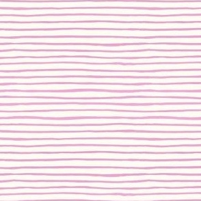 Small Handpainted watercolor wonky uneven stripes - Lavender Pink on cream - pink stripe - pink stripes - small pink stripe - pink nursery