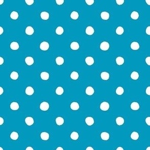 Medium Handdrawn Dots - rainbow quilting collection - white on Caribbean blue - Petal Signature Cotton Solids coordinate - blue dots