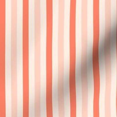 Bold Vertical Summer Awning Beach stripe in red and pink