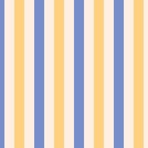 Bold Vertical Summer Awning Beach stripe in blue and yellow
