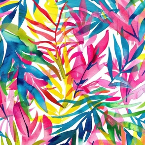 Blue, Yellow, and Hot Pink Jungle Foliage