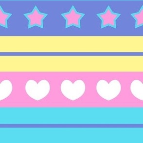 Pastel Y2K Hearts, Stars, and Stripes