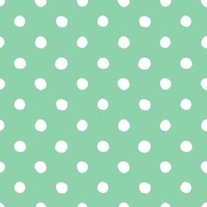 Medium Handdrawn Dots - rainbow quilting collection - white on Jade green - Petal Signature Cotton Solids coordinate