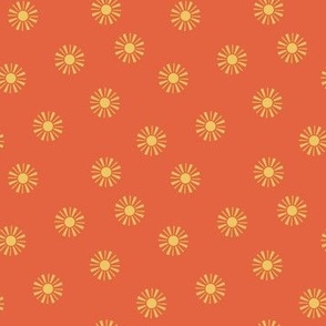 Retro Sun & Geometric Groove | 70s Chic Patterns for Modern Decor - orange and yellow