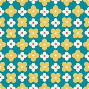 Retro Florals & Geometric Groove | 70s Chic Patterns for Modern Decor - orange, blue and yellow