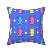 Kawaii Kidcore Pastel Gummy Candy Bears With Stars and Sparkles - Periwinkle Blue Colorway
