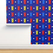 Kidcore Primary Colors Gummy Candy Bears With Stars and Sparkles - Royal Blue Colorway