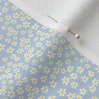 (XS) Tiny micro quilting floral - small white flowers on Fog blue  - Petal Signature Cotton Solids coordinate