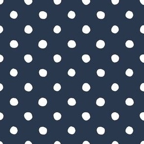 Medium Handdrawn Dots - rainbow quilting collection - white on Navy blue - Petal Signature Cotton Solids coordinate