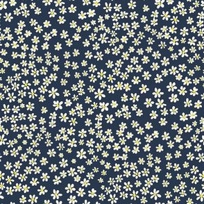 (XS) Tiny micro quilting floral - small white flowers on Navy blue  - Petal Signature Cotton Solids coordinate