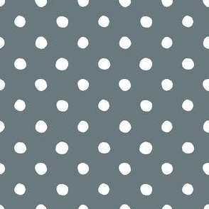 Medium Handdrawn Dots - rainbow quilting collection - white on Slate gray - Petal Signature Cotton Solids coordinate