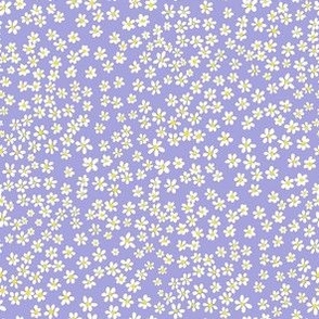 (XS) Tiny micro quilting floral - small white flowers on Lilac purple - Petal Signature Cotton Solids coordinate