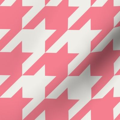 Houndstooth Pied de Poule Strawberry Pink and Offwhite