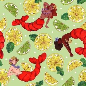 Pinup lobster in red and green