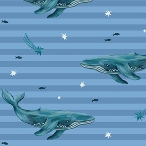 whales & stripes (blue)