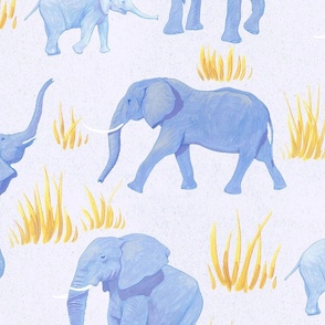 Elephant Safari African Animal Print Blue On Light Blue