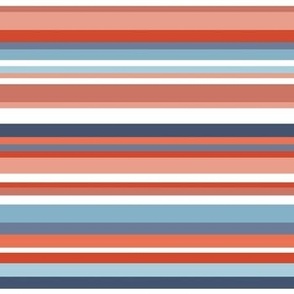 Nautical horizontal stripes - blue, red and white