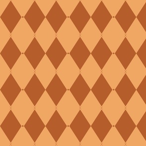 Harlequin print (M) of two-tone rhombus with elegant dot and cross - brown and orange brown