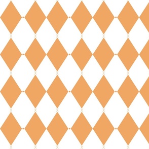 Harlequin print (M) of two-tone rhombus with elegant dot and cross - white and apricot yellow