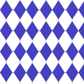 Harlequin print (M) of two-tone rhombus with elegant dot and cross - white and violet blue