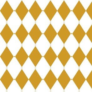 Harlequin print (M) of two-tone rhombus with elegant dot and cross - white and saffron yellow