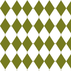 Harlequin print (M) of two-tone rhombus with elegant dot and cross - white and bright green