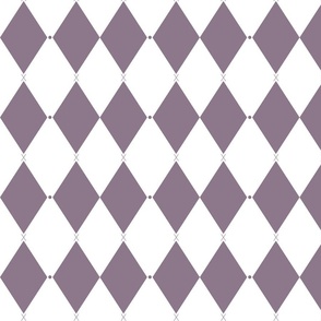 Harlequin print (M) of two-tone rhombus with elegant dot and cross - white and pastel greyish violet