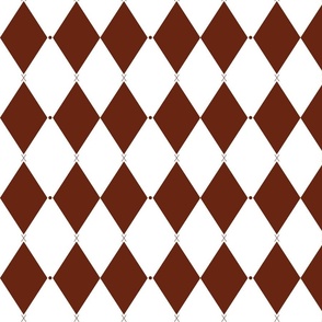 Harlequin print (M) of two-tone rhombus with elegant dot and cross - white and dark brown