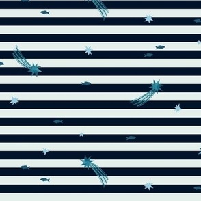 star & fish & stripes (dark blue)