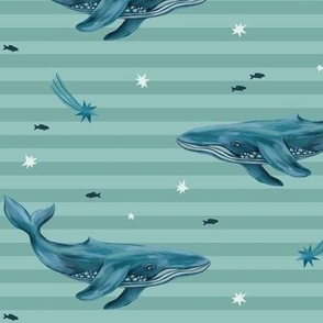 whales & stripes (mint)