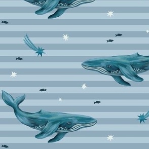 whales & stripes (light blue)