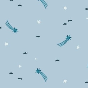 star & fish (light blue)
