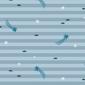 star & fish & stripes (light blue)