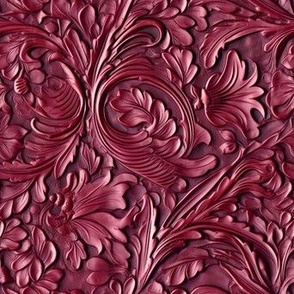 burgundy tooled leather