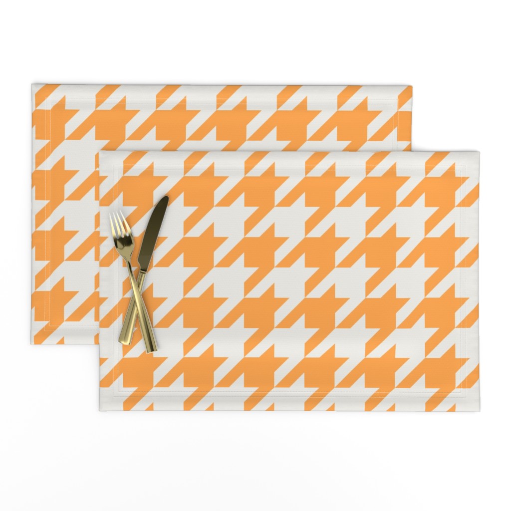 Houndstooth Pied de Poule Bright Orange and Offwhite