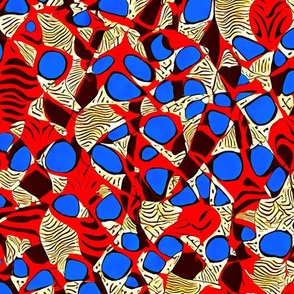 geometric abstract blue red beige pattern L