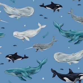 whales (blue)
