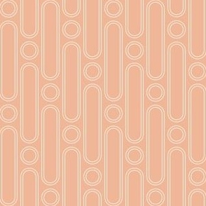 Tiny scale / Abstract vertical long circles beige on pastel blush / micro mini small geometric arches mid century modern 20s double line art shapes art deco soft pale salmon pink orange / simple linear 60s scandi ovals