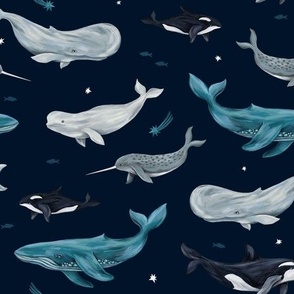 whales (dark blue)