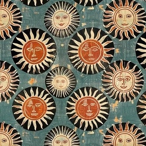cute block print suns with faces bohemian boho sun