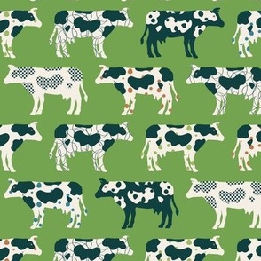 Cute Cows on green - small