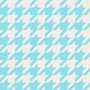 Houndstooth Pied de Poule Turquoise and Offwhite