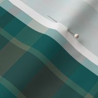Plaid in Dark Turquoise, Shades of Gray, and White