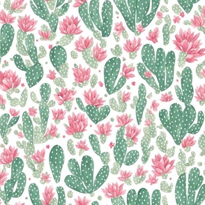 Pink Cactus Flower Pattern