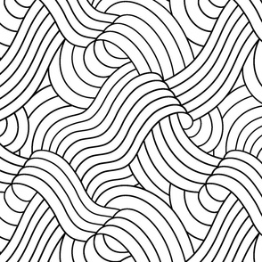 Ocean Swell Linework - Black on White - Large Scale 