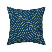 Ocean Swell Linework - Gold on Navy - Large Scale 