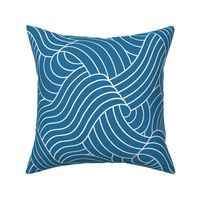 Ocean Swell Linework - White on Blue - Large Scale 