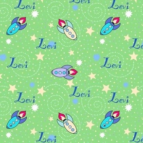 Levi name fabric on green