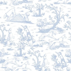 Small Dog Park Toile de Jouy, Baby Blue